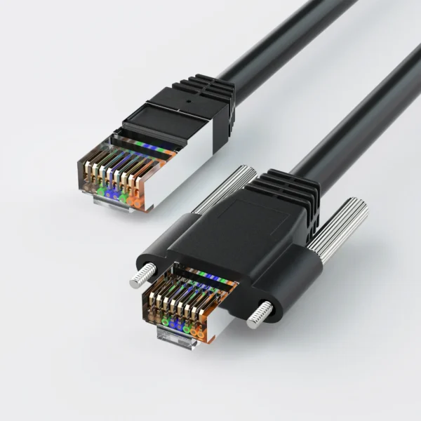GigE Vision High-Flex Ethernet Cable with Locking Screws for Industrial Cameras